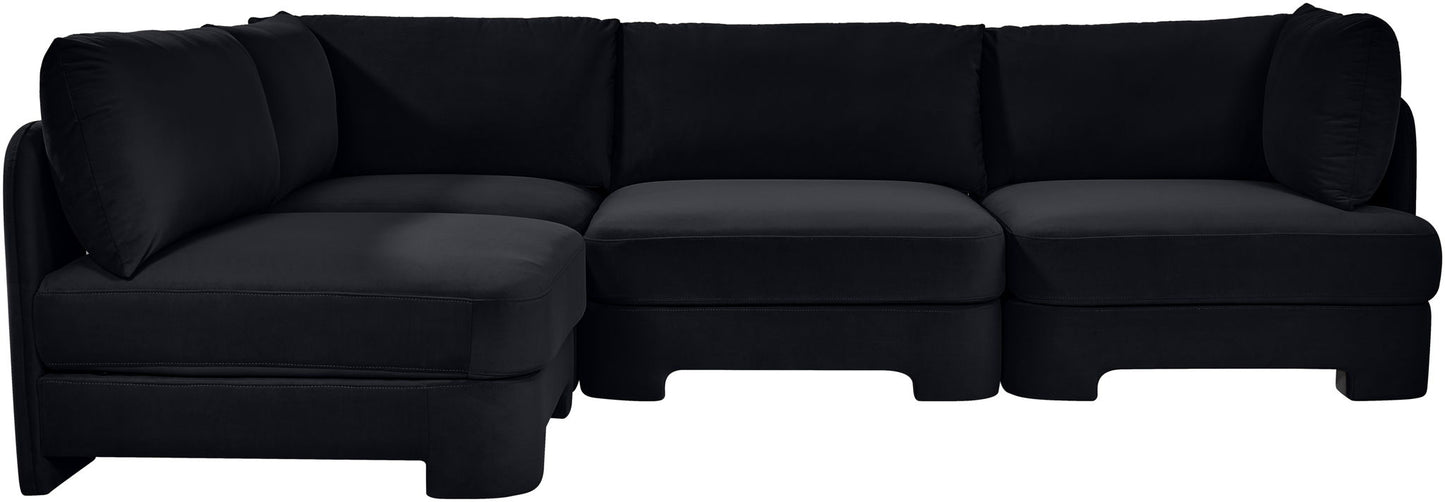 Hammond - Velvet Performance Fabric Upholstered 4 Piece Armless Sectional