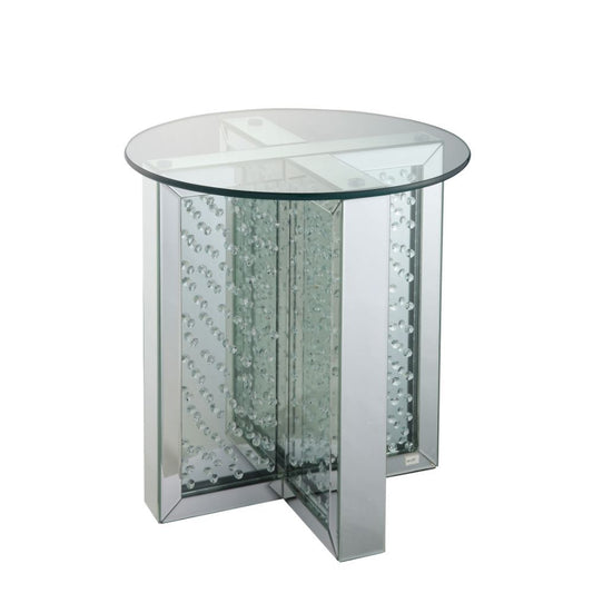 Nysa - 23" End Table - Mirrored & Faux Crystals