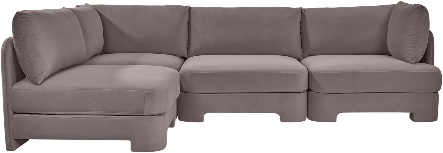 Hammond - Velvet Performance Fabric Upholstered 4 Piece Armless Sectional