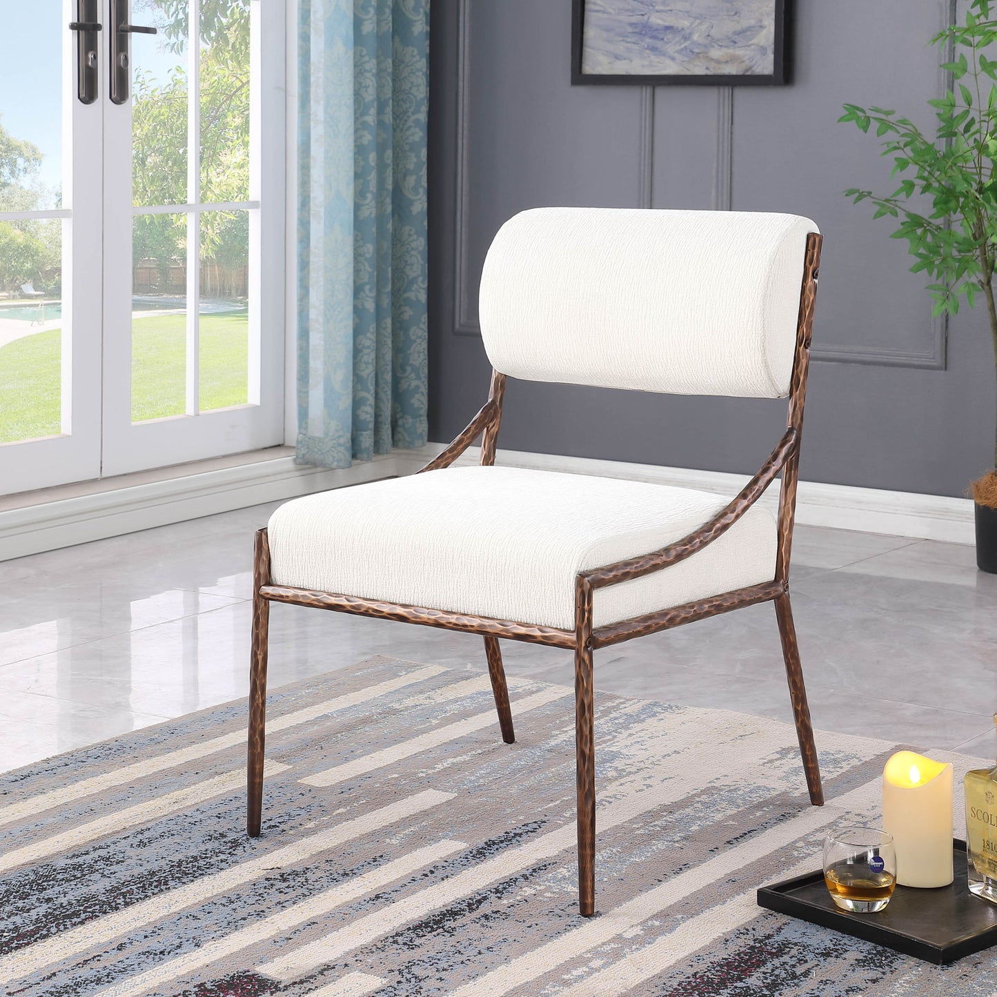 Bastille - Upholstered Dining Side Chair (Set of 2) - Bronze Frame