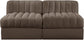 Rummi - Velvet Performance Fabric Upholstered 2 Piece Modular Armless Loveseat
