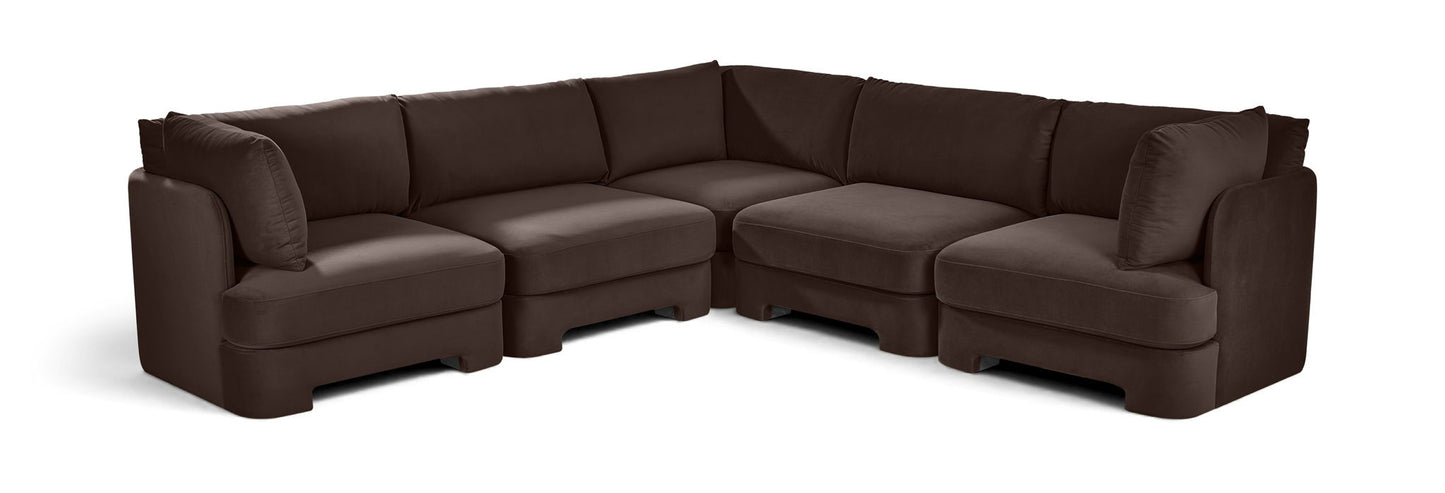 Hammond - Velvet Performance Fabric Upholstered 5 Piece Corner Sectional