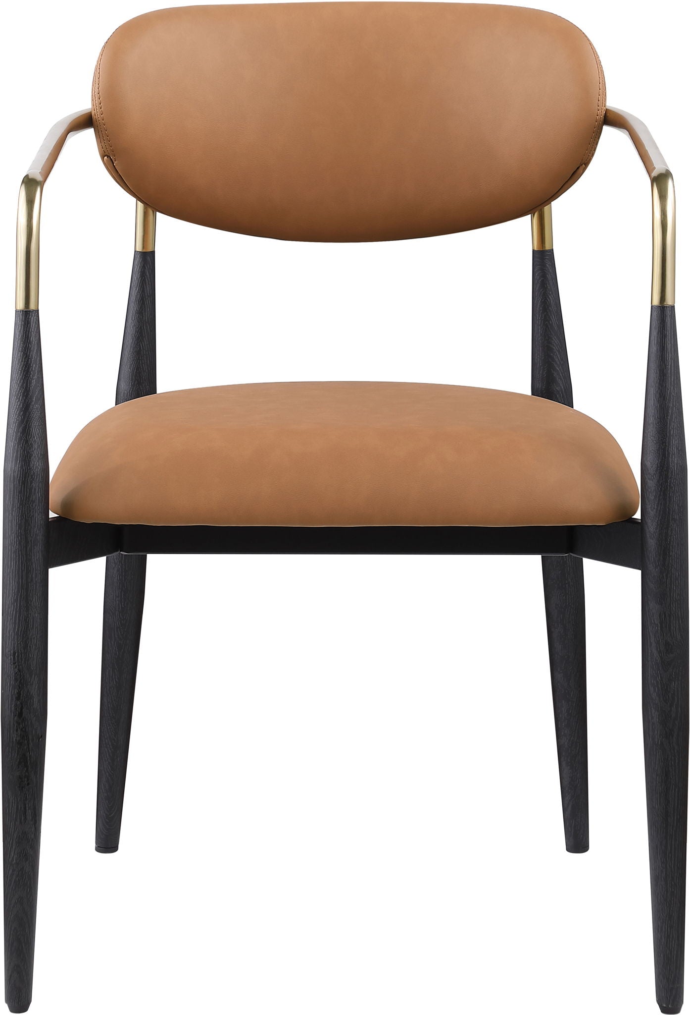 Ronda - Vegan Leather Upholstered Dining Arm Chair - Black Legs