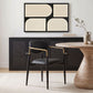 Ronda - Vegan Leather Upholstered Dining Arm Chair - Black Legs