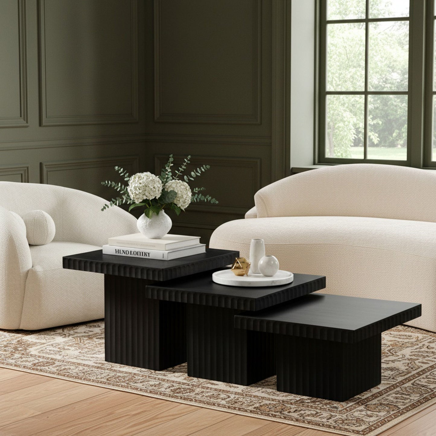 Spencer - Oak Veneer 3 Piece Coffee Tabl