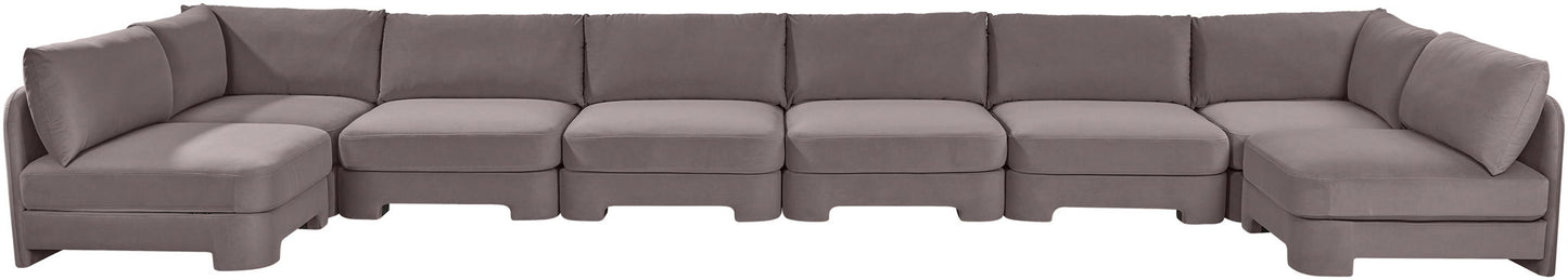 Hammond - Velvet Performance Fabric Upholstered 8 Piece U-Shaped Armless Sectional - Beige