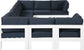Nizuc - Outdoor Patio 9 Piece Modular Sectional With White Frame
