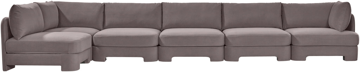 Hammond - Velvet Performance Fabric Upholstered 6 Piece L-Shaped Armless Sectional