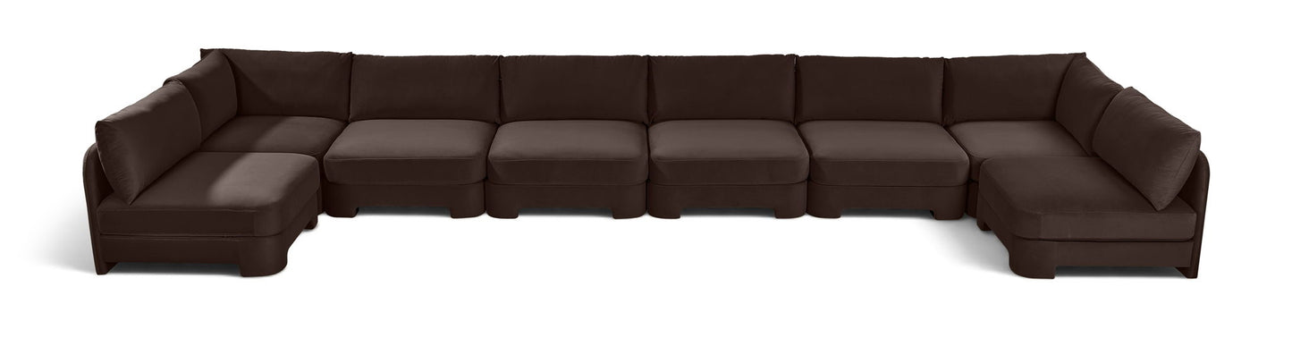 Hammond - Velvet Performance Fabric Upholstered 8 Piece U-Shaped Armless Sectional - Beige