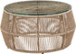 Coastline - Tempered Glass Top And Wicker Outdoor Patio Coffee Table - Natural | Natural