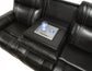 U68 - LED Power Reclining Sofa With EMM Control Panel, Dropdown Table, Bluetooth Speaker & Wireless - Black