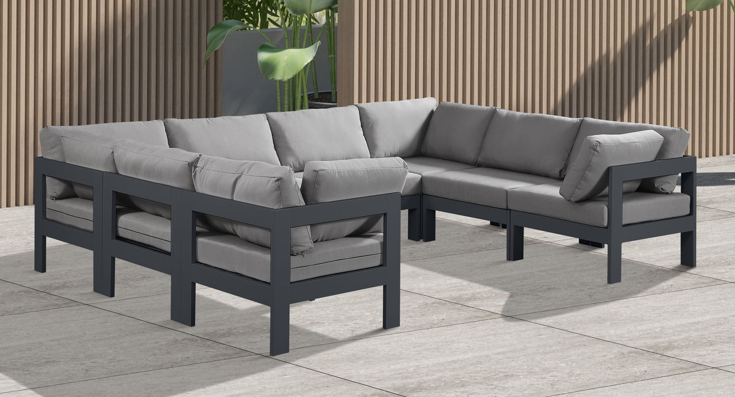 Nizuc - Outdoor Patio 8 Piece Modular Sectional With Gray Frame