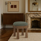 Larea - Linen Textured Fabric Upholstered Ottoman - Walnut Base