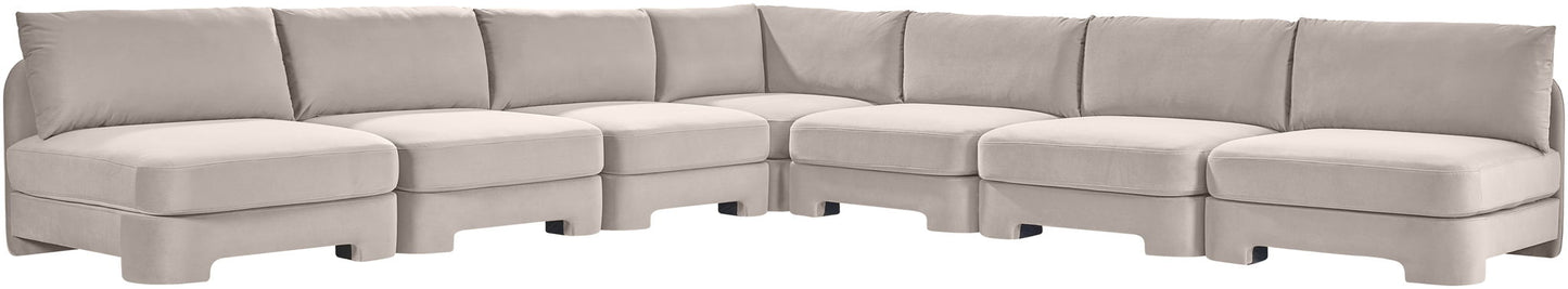 Hammond - Velvet Performance Fabric Upholstered 7 Piece Armless Sectional