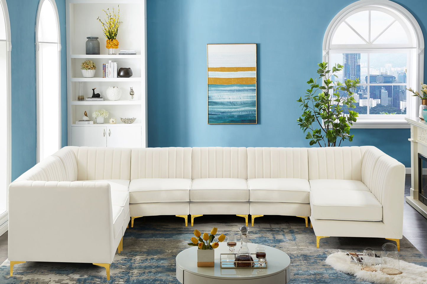 Alina - 8 Piece Velvet Modular Sectional
