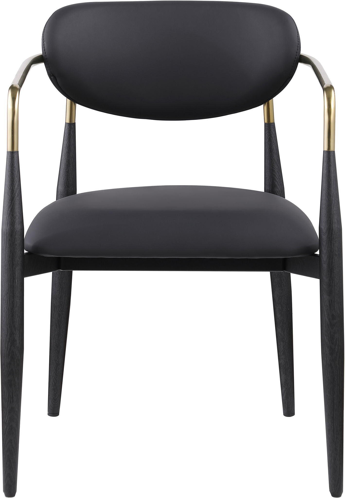 Ronda - Vegan Leather Upholstered Dining Arm Chair - Black Legs