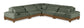 Turin - Chenille Fabric Upholstered Modular Sectional - Green