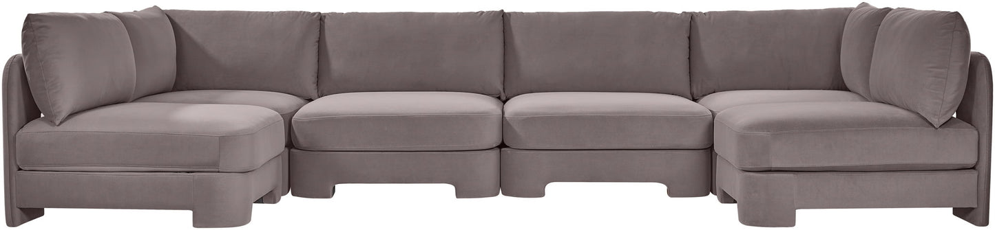 Hammond - Velvet Performance Fabric Upholstered 6 Piece U-Shaped Armless Sectional