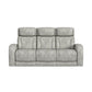 Prime Time - P3 Sofa With Ddt, 3.0 Table, 7 Colors (Led And Cup Holders), Reading Light, Vibration, Speaker, And Heat Massage - Leather Gel Light Gray