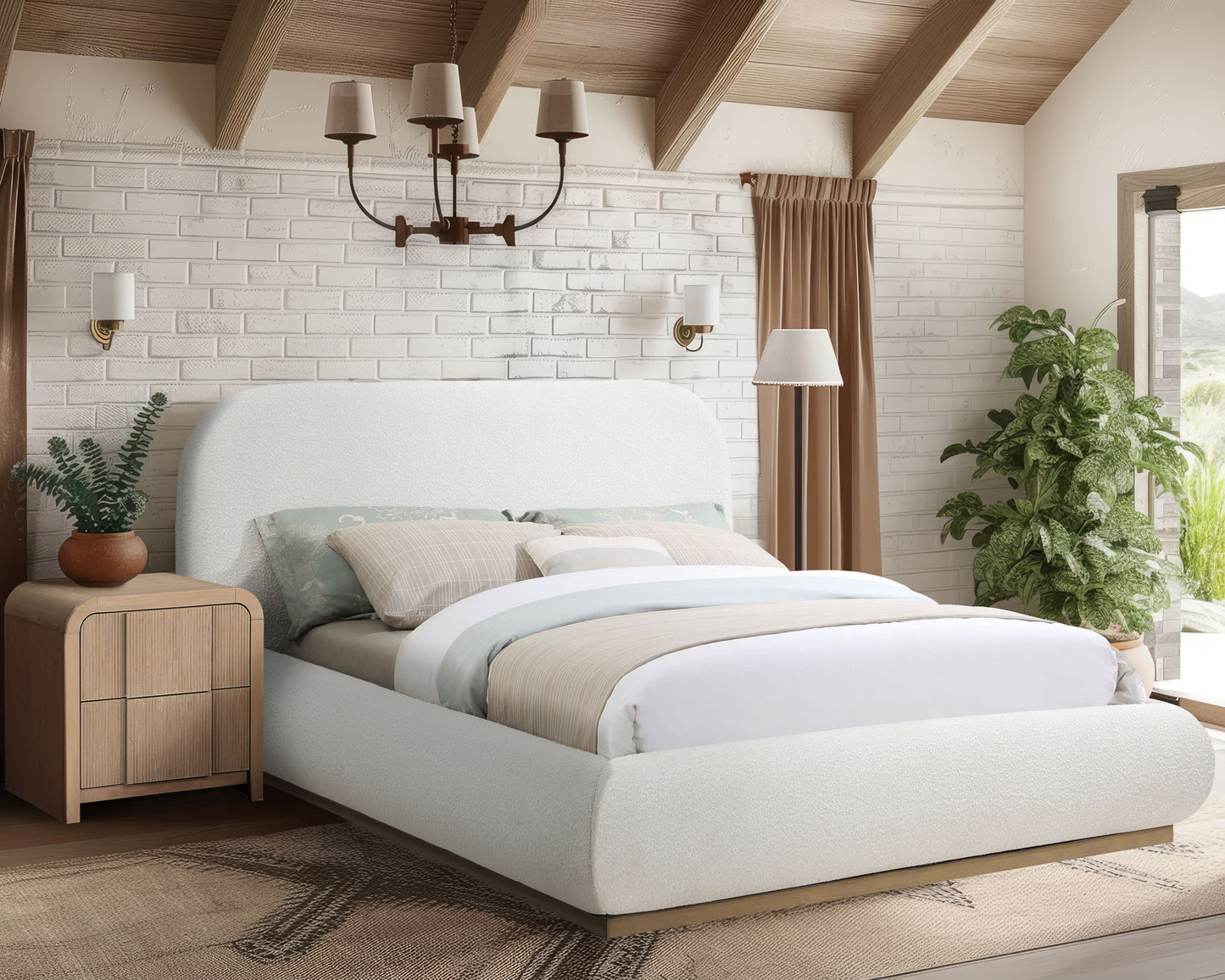 Vaughn - Boucle Bed With Natural Base