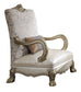 Dresden II - Chair With Pillow - Pearl Synthetic Leather /Fabric & Gold Patina