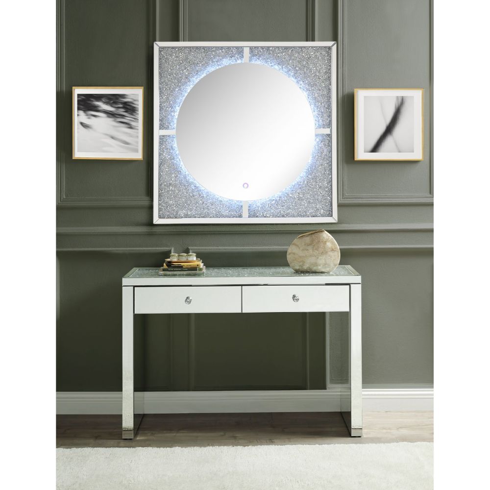 Noralie - Accent Mirror With LED - Mirrored, Faux Diamonds
