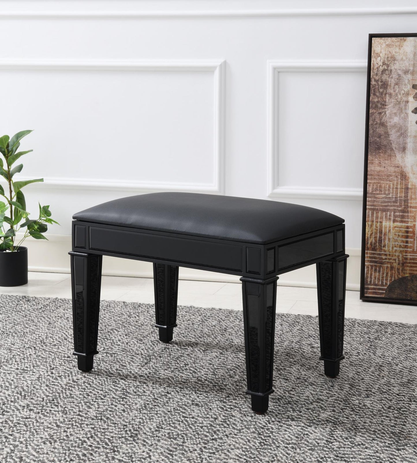 G-316 - Wood Vanity Stool - Black