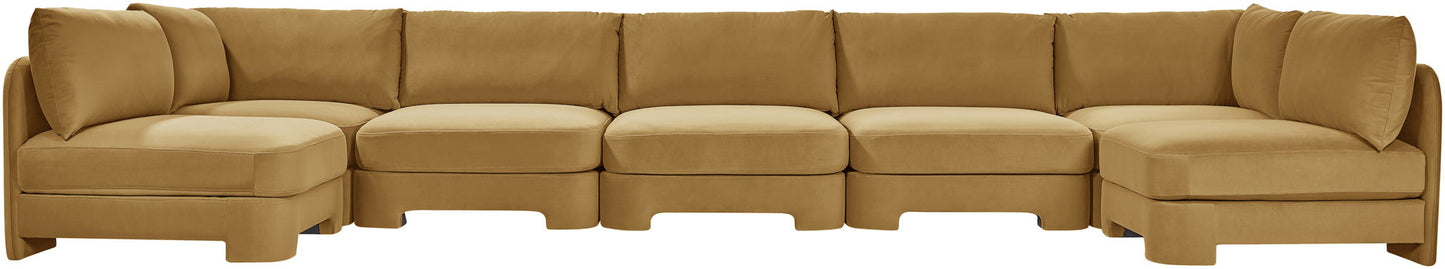 Hammond - Velvet Performance Fabric Upholstered 7 Piece U-Shaped Armless Sectional