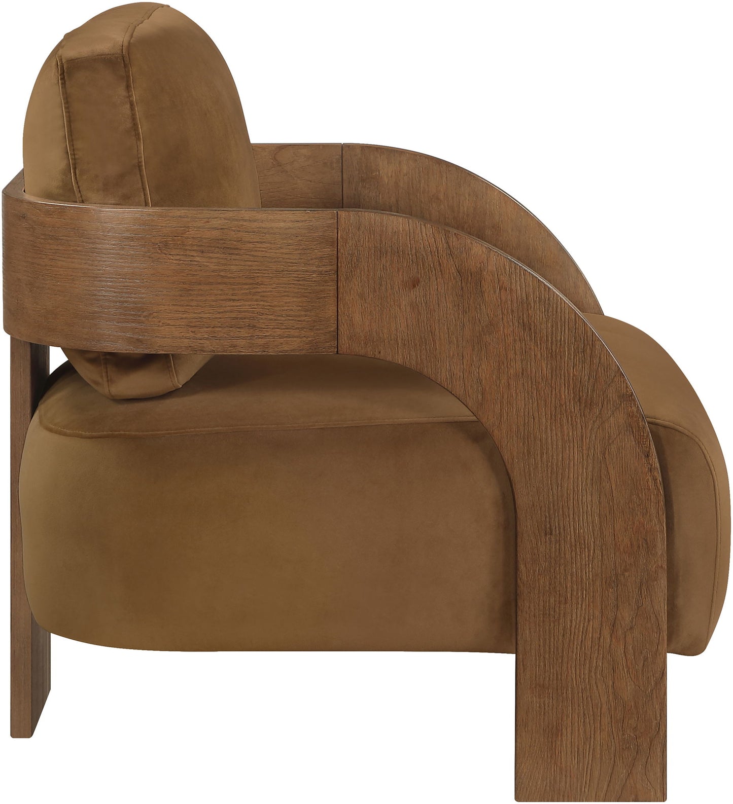 Cedra - Velvet Performance Fabric Upholstered Accent Chair - Brown Frame