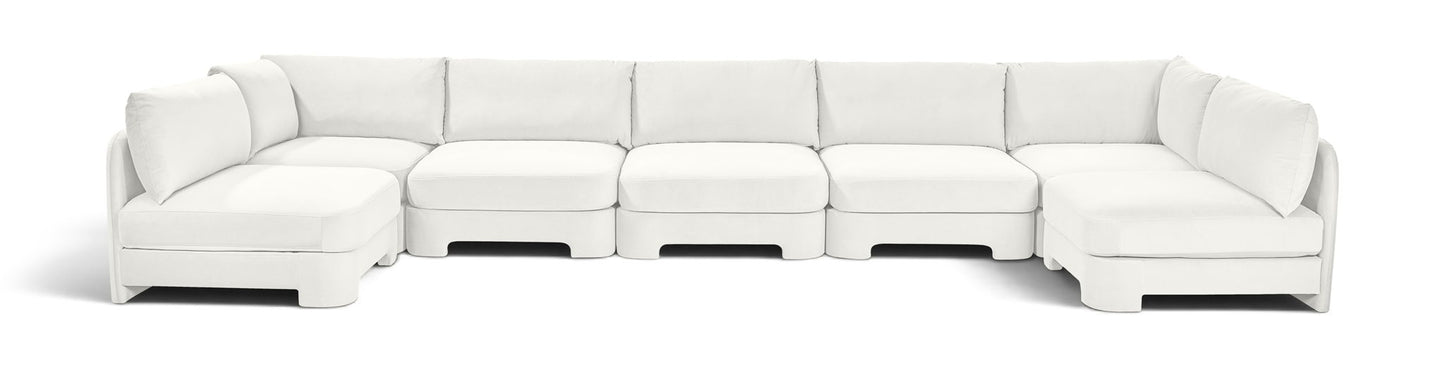 Hammond - Velvet Performance Fabric Upholstered 7 Piece U-Shaped Armless Sectional