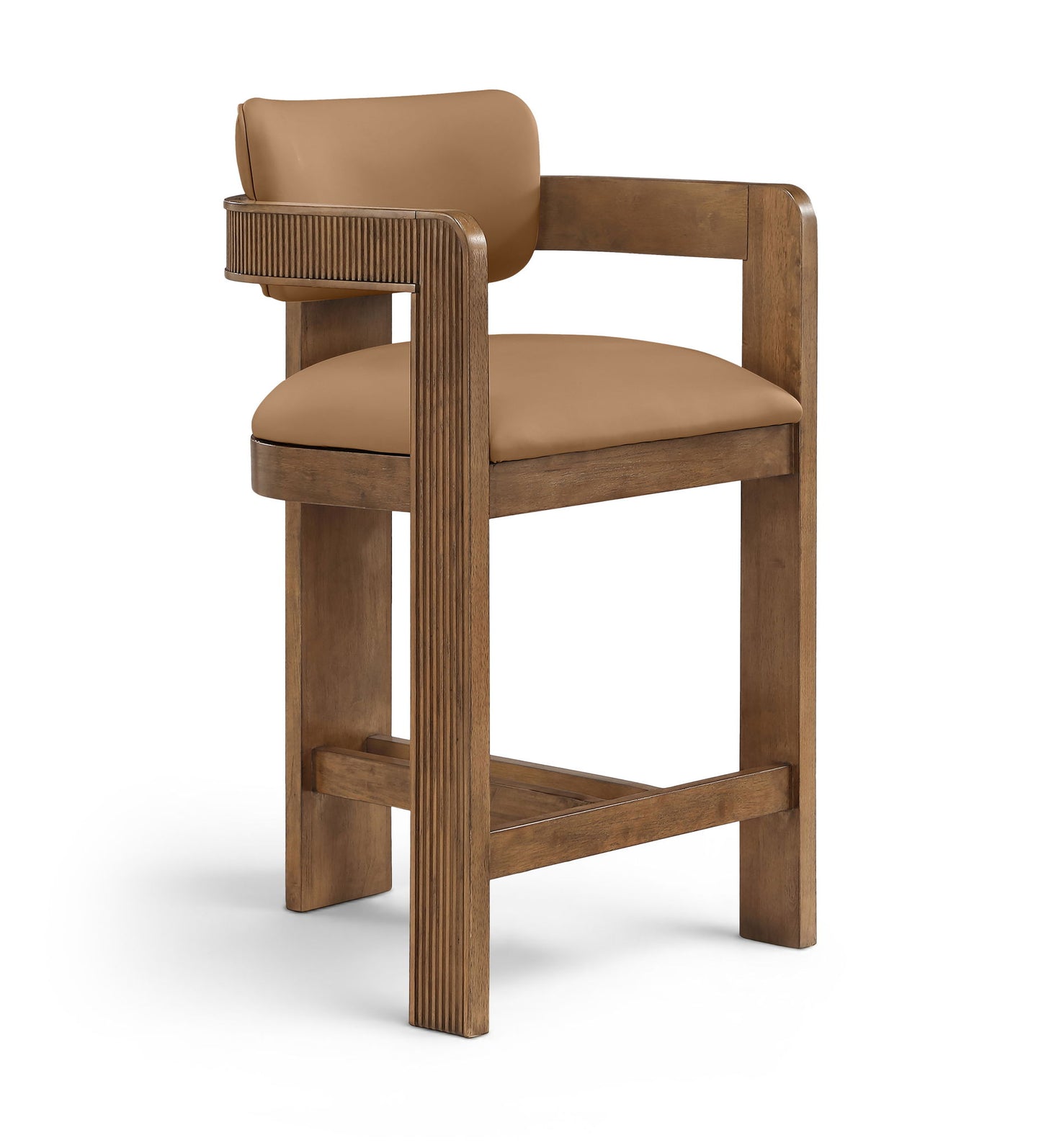 Sacha - Vegan Leather Upholstered Counter Stool With Brown Base