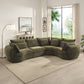 Leighton - Modular Wedge With 4 Pillows - Green Chenille