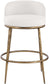 Ferro - Performance Fabric Upholstered Bar Stool - Cream / Antique Brass