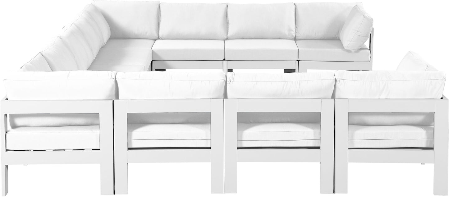 Nizuc - Outdoor Patio 11 Piece Modular Sectional With White Frame