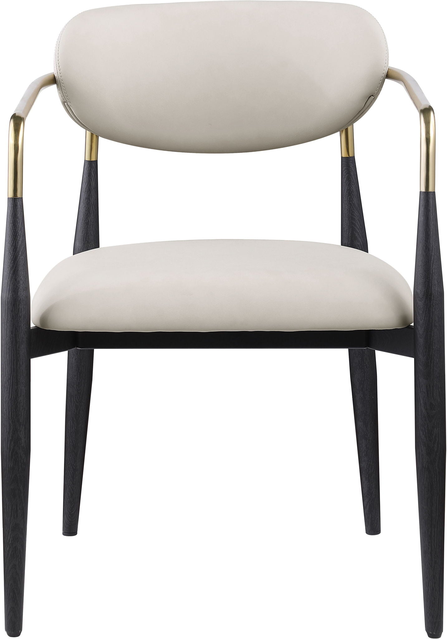 Ronda - Vegan Leather Upholstered Dining Arm Chair - Black Legs