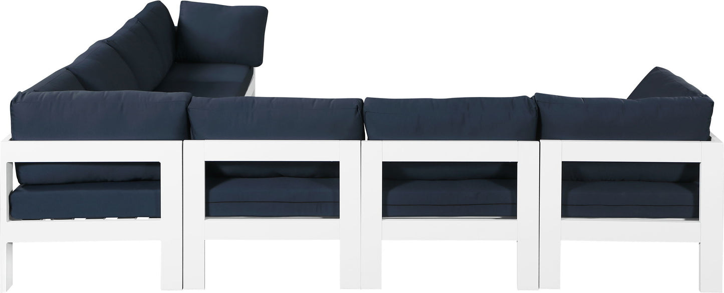 Nizuc - Outdoor Patio 7 Piece Modular Sectional With White Frame