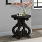 Stone - End Table With PU Base - Dark Walnut