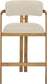 Aurum - Vegan Leather Upholstered Counter Stool With Brushed Brass Base