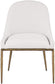 Ferro - Linen Textured Performance Fabric Upholstered Dining Side Chair - Cream / Brushed Gold