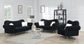 U217 - Loveseat With Two Fur Pillows & Acrylic Legs - Black