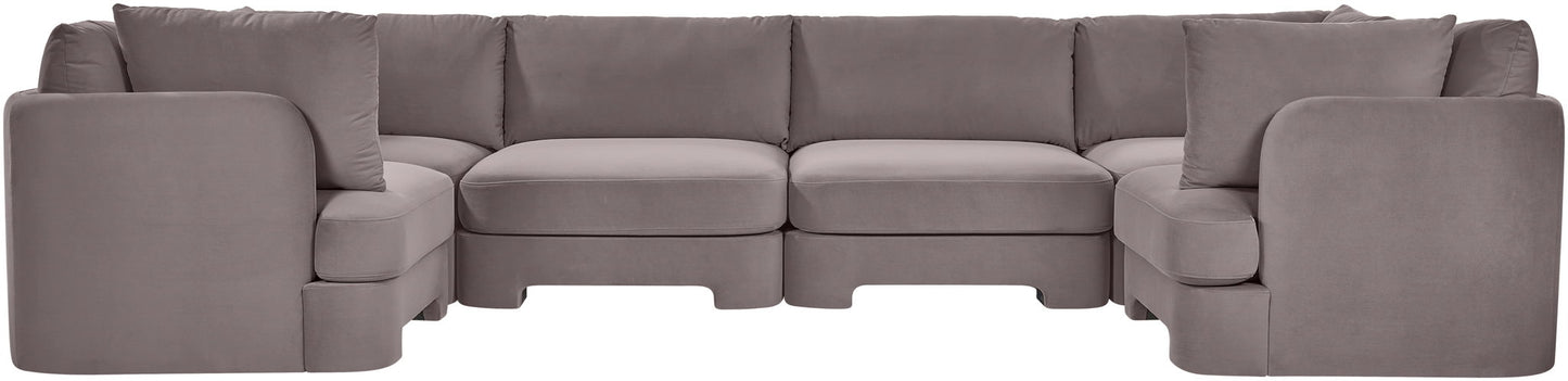 Hammond - Velvet Performance Fabric Upholstered 6 Piece U-Shaped Sectional
