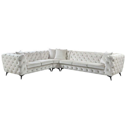 Atronia - Sectional Sofa With 4 Pillows - Beige Fabric