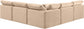 Indulge - Velvet 5 Piece Modular Corner Armless Sectional