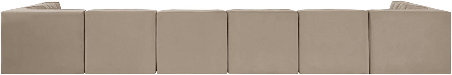 Rummi - Velvet Performance Fabric Upholstered 8 Piece Modular Sectional (With 2 Corner Chairs)