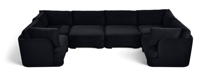 Hammond - Velvet Performance Fabric Upholstered 6 Piece U-Shaped Sectional