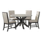 Axel - 5 Piece Standard Height Dining Set (Round Table And Four Fabric Chairs) - Espresso / Light Gray