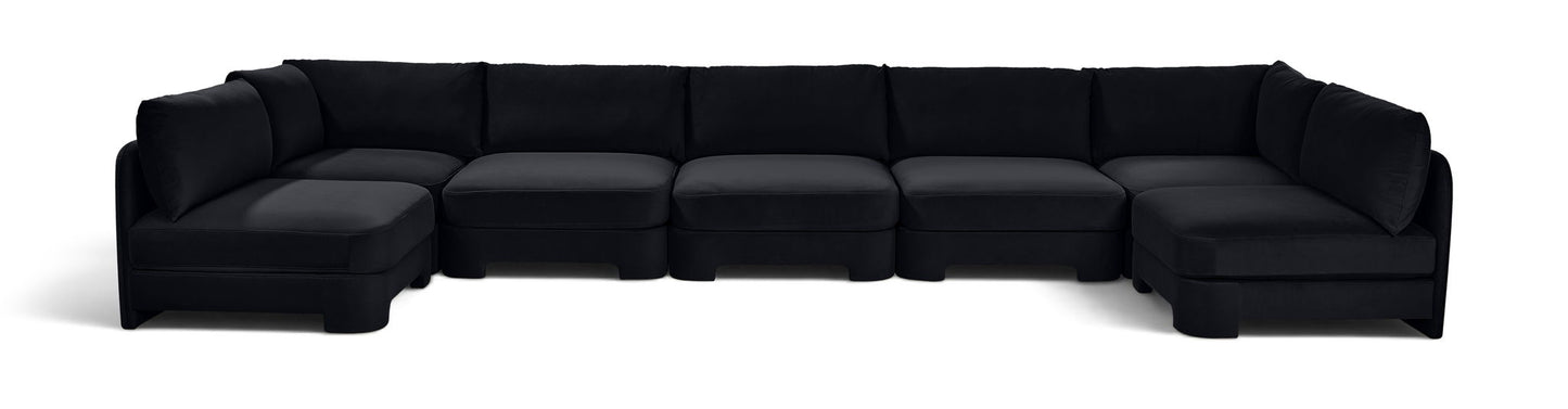 Hammond - Velvet Performance Fabric Upholstered 7 Piece U-Shaped Armless Sectional