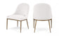 Ferro - Linen Textured Performance Fabric Upholstered Dining Side Chair - Cream / Brushed Gold