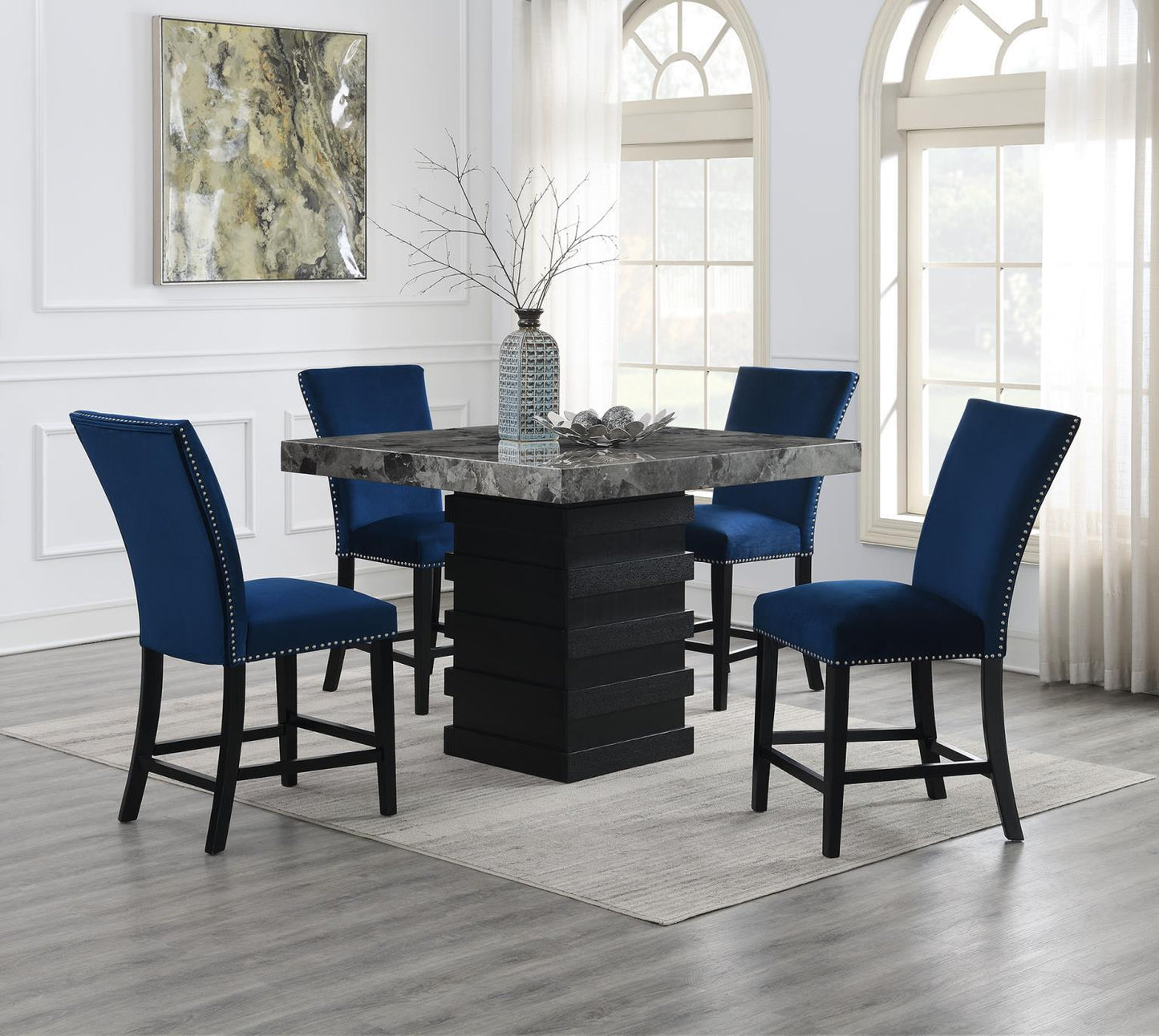 D136 - Faux Marble Counter Table - Gray