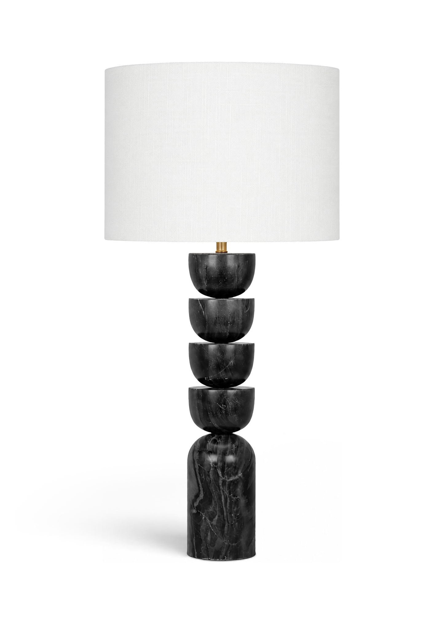 Opus - Genuine Marble, Linen Textured Fabric And Brass Table Lamp